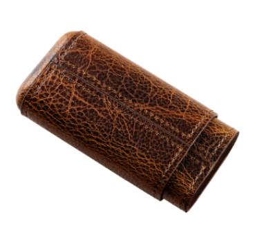 Zigarrenetui "3er Robusto" Leder cognac antik